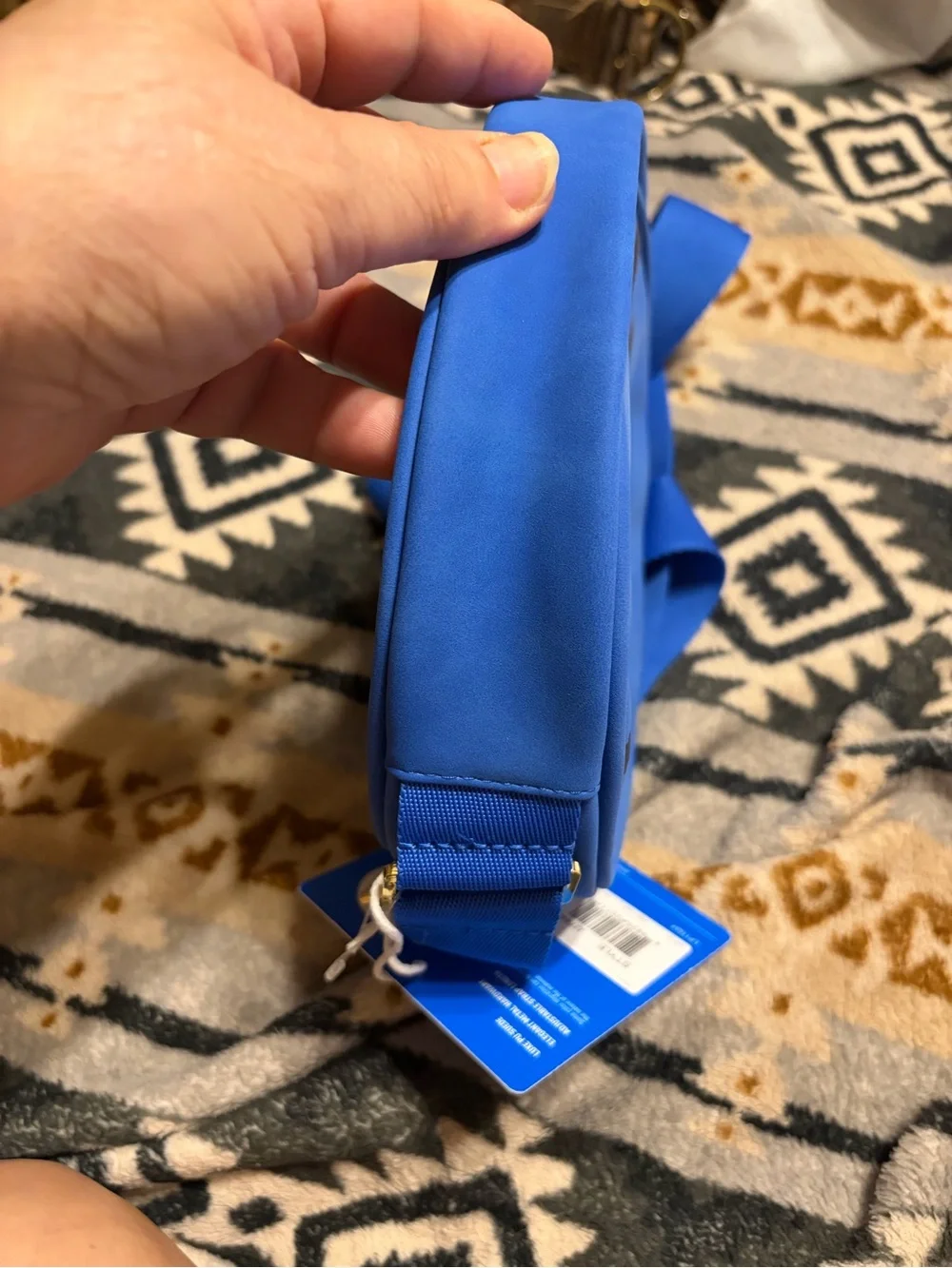 adidas NWT Royal Blue Round Crossbody Messenger Bag with Black Stripe